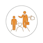 Icono de acompañamiento completo del consultor en el proceso.